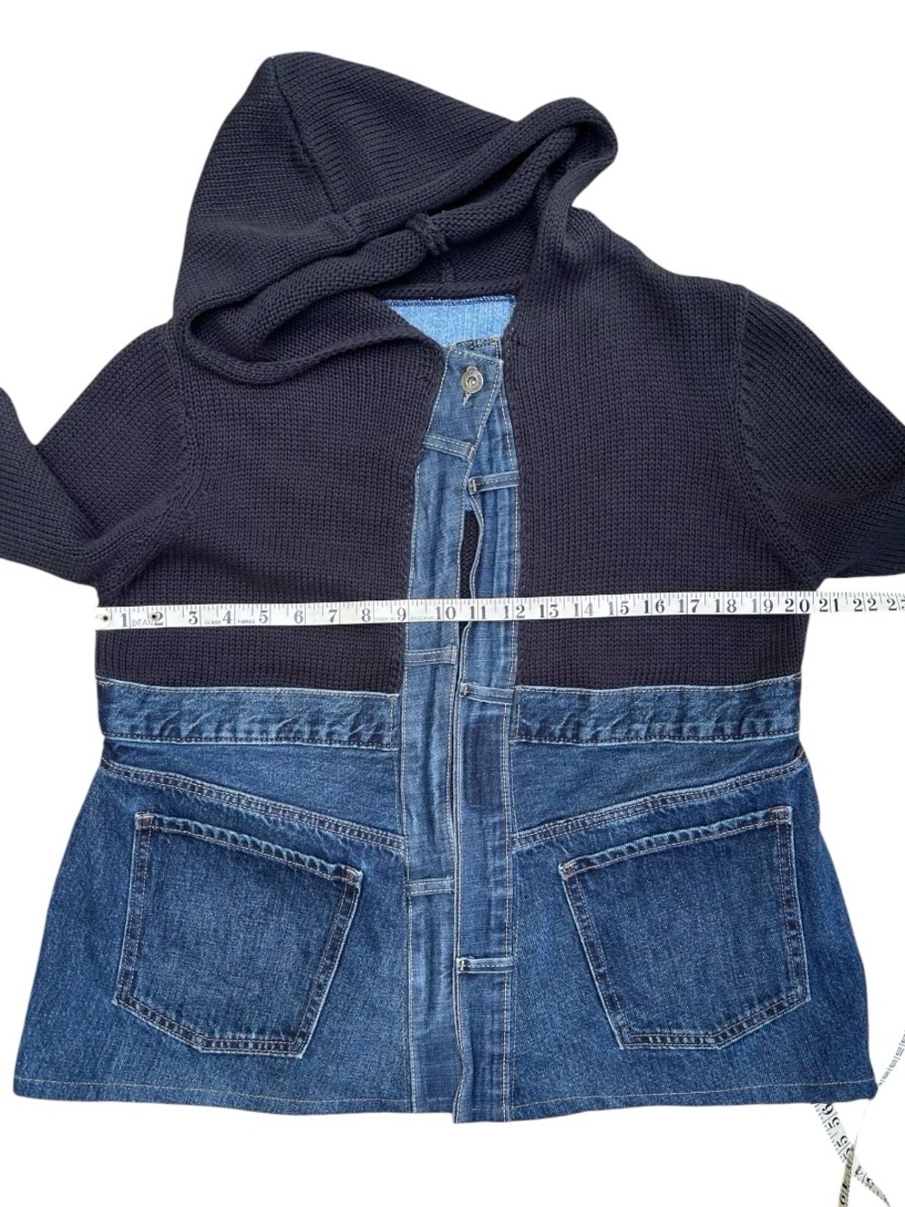 Shannon Passero Up-Cycled Denim & Knit Hybrid Hooded Sweater Jacket - Picture 8 of 9
